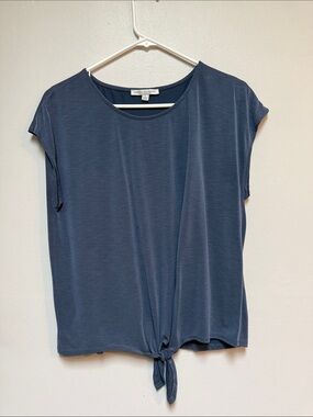 Green Envelope Navy Tie-Front Short Sleeve Tee